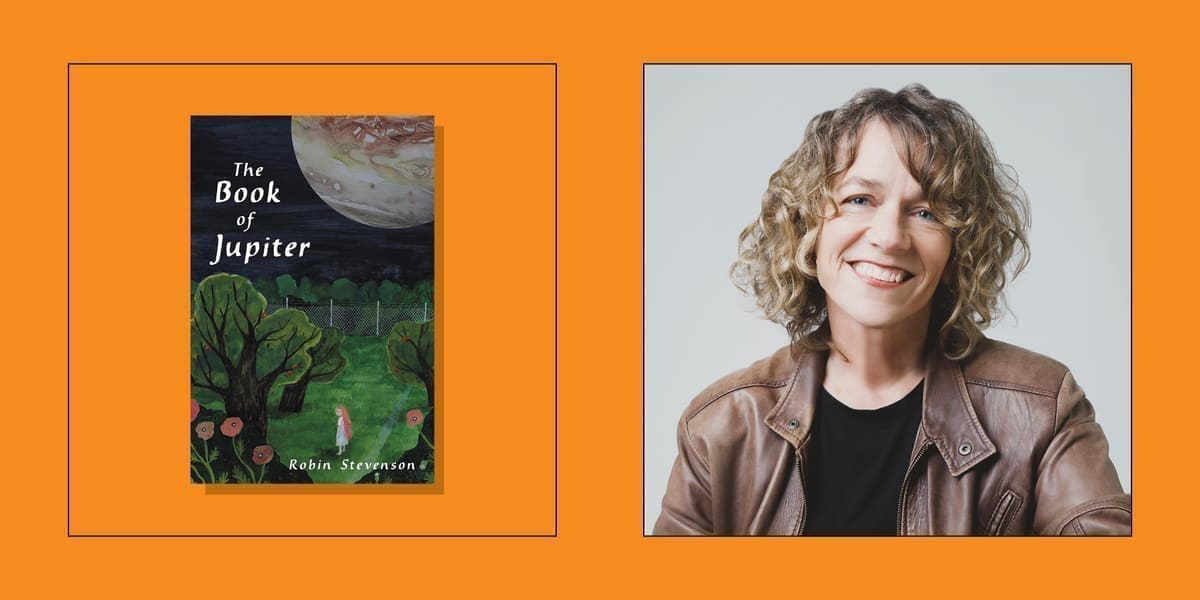 Robin Stevenson and the cover of The Book of Jupiter